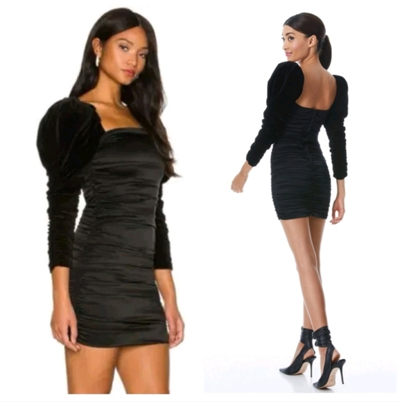 ALICE + OLIVIA KATRICE VELVET PUFF SLEEVE MINI DRESS SIZE4 - Picture 3 of 15